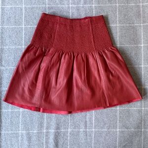 Anthropologie Leifsdottir Red Leather Skater Skirt